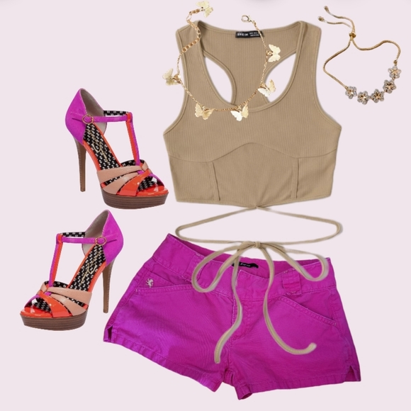 Jessica Simpson pink orange high heels leather & suede stiletto size 5 - Picture 9 of 11